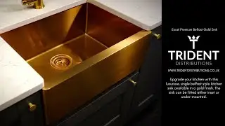 Trident Distributions Single Gold Kitchen Sink & Waste - Belfast Style - Super Deep 600x450x220mm