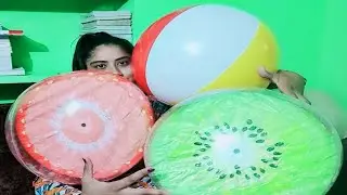 3 beautiful beach balls blowing 😍 // unboxing beach balls and inflating them by mouth 👄 #beachball
