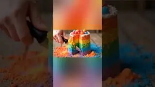 Kinetic sand rainbow cake