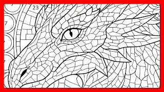 Mosaic Dragon Eye Stained Glass Flame Calm Happy Color by Number app #coloringbook