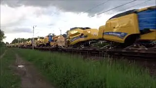 HIT! ET22-1052 z transportem 24 kombajn&oacute;w zbożowych New Holland TC5.80 oraz Mazovia KM. 23.05.2021.