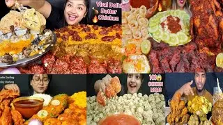 ASMR EATING SPICY MUTTON CURRY,EGG CURRY,BASMATI RICE,SALAD *MUKBANG*