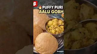 Garam Garam Puri 😍 + Aalu Gobhi ki Sabzi 🤤 Desi Breakfast Love ❤️ #shorts #aalupuri #gharkakhana