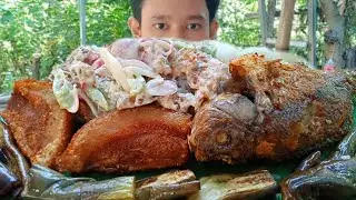 CRISPY PORK DINAKDAKAN + PRITONG TILAPIA AT TALONG