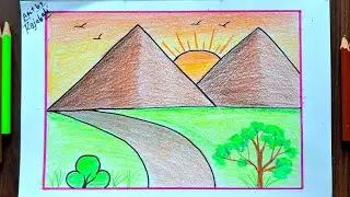 How to Draw Easy Mountain||Scenery Drawing for kids||Easy Scenery