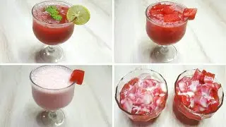 4 Ways Watermelon Recipes - Tarbooz ka Juice - Tarbooz ka Sharbat - Watermelon Milkshake & Dessert