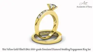 18kt Gold Filled 0.84ct AAA+ Grade Simulated Diamond Wedding Ring Set