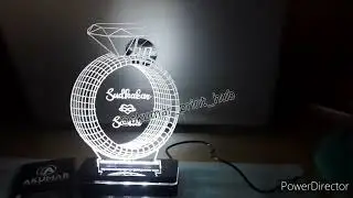 Customized 3d Illusion Transparent Acrylic Diamond Ring With Couple Name Engraved Tabletop Led Lamp
