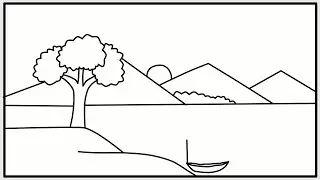 Easy Drawing For Beginners | Village Scenery Drawing | Masum Arts Studio | Drawing Classes