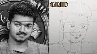 How to draw Vijay step by step | Grid method