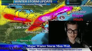 Major Nor&rsquo;easter Winter Storm to Stall Along Northeast US Coast Blizzard conditions, Jan 31, 2021