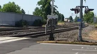 Fast southbound Union Pacific train plus Portland and westerns 1852, 1501 and blue bonnet.