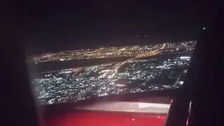 Flight landing night time Kuwait international airport  2018 Best  video in HD