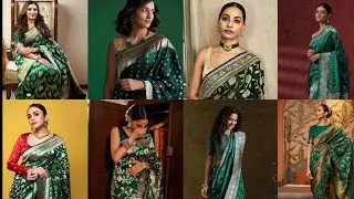 Green banarasi silk saree and blouse designs || bridal green saree designs for wedding #saree