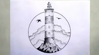 Light House Drawing || Easy and simple Light House drawing for beginners