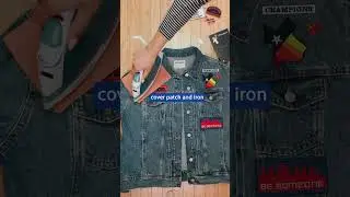 How to DIY A DENIM JEAN JACKET with Iron-on Patches (Gifts for Mom) #shorts #giftsforher #patches