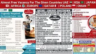 Almost Free Vacancy for KSA 🇸🇦 | JAPAN 🇯🇵 | AFRICA 🌍 | EUROPE 🇪🇺 | QATAR 🇶🇦 | POLAND 🇵🇱 | OMAN 🇴🇲