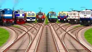 8 Indian Express Trains Run At Branched 🟠 Railroad Crossing Tracks | train simulator classic 