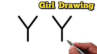 🎨 How to Draw a Cute Girl from Letter Y | Easy Drawing Trick