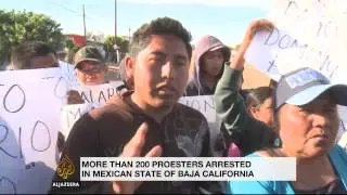 Thousands of Mexican farm workers protest low wages and poor working conditions