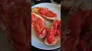 Grilled cherry tomatoes with chicken pate on a toast #grill #tomato #toast #breakfast #sourdough
