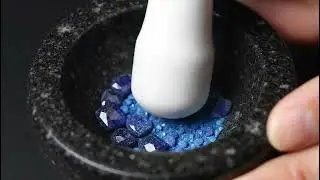 Sapphire Mortar Crush &mdash; Macro AI ASMR (No Talking) | September Birthstone