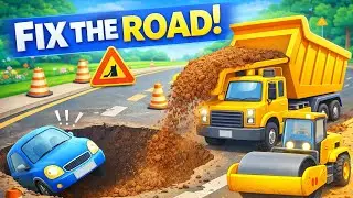 Road Repairing 🚧 || Construction Vehicles Fix The Road 🛣️ || #viral #kids #cartoon #truck 