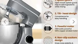 AGARO Elegant Stand Mixer, 1400W with 5.5L SS Bowl, 10 Speed Settings, Pulse Function, 100% Copper