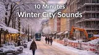 10 Minutes Winter City Sounds ❄️🚋 Snowy Urban Ambience with Distant Traffic & Construction