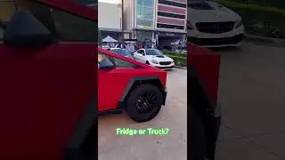 Refrigerator or Truck? Please help. #cybertruck #wrap #stainlesssteel #ev #electrictruck #fridge
