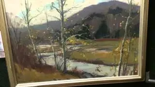 Vintage oil on canvas painting by Emile Gruppe Aspens in Fall 30