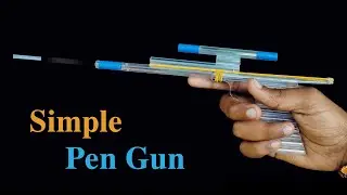 Simple Pen Gun | How to make pen gun by rubber band | pen craft #craft