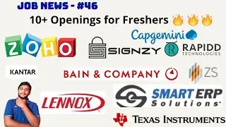 Job News No.46 || ZOHO,Kwalee,Capgemini & Many More Companies Notifications