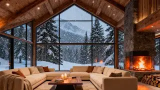 Soothing fire sounds & winter snow | cozy room ambience for calm