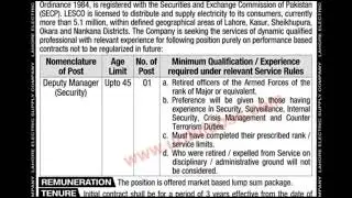 LAHORE ELECTRIC SUPPLY COMPANY LIMITED JOBS 2021