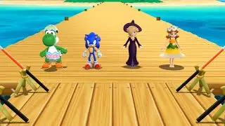 Step It Up 7 Win Challenge - Yoshi vs Sonic vs Rosalina vs Daisy | Mario Party 9