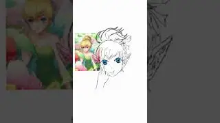 Tinkerbell fantasy lineart for colour