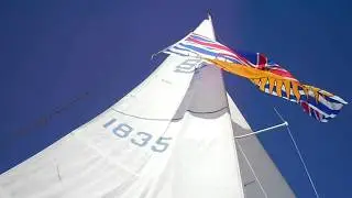 San Juan 21 - Gybing wing on wing in Malaspina Strait - Pacific Northwest Coastal Waters