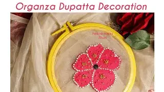 Organza Dupatta painting and decoration ideas 😱 / hand painted dupatta easy tutorial 