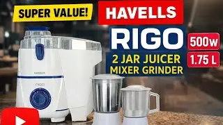 Havells Rigo 500 Watt juicer mixer grinder with 2 jar (white and light blue)