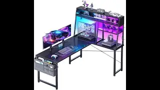 AODK L Shaped Gaming Desk with Led Lights, 51 Inch Reversible Gaming Computer Desk