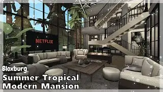 BLOXBURG: Summer Tropical Modern Mansion Speedbuild (interior + full tour) Roblox House Build