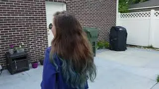 L'oreal Colorista Blue Spray on brown hair.
