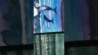 Beautiful Dolphin Moonlight Landscape Scenery#viralshort #paintings #satisfying