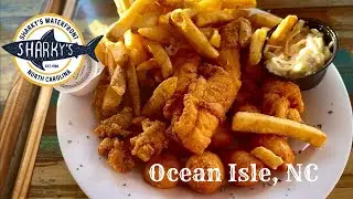 Sharky&rsquo;s Waterfront Bar & Grill in Ocean Isle, North Carolina for a Captain&rsquo;s Platter of Seafood! 🍤