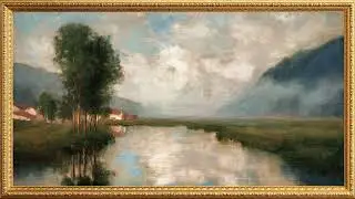 Quiet River Reflection | Vintage Gold Frame | 4K TV Art Screensaver