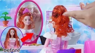 Barbie Dolls Hair Style Salon Tutorial | ASMR / Princess Arrange Orange Hair