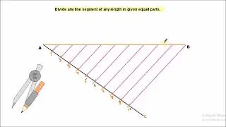 how to divide a line in given equal parts/divide a line segment in given equal parts in hindi/urdu.
