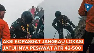 Update Pencarian Pesawat ATR 42-500, Prajurit Kopasgat Rappelling Turuni Tebing Gunung Bulusaraung