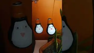 old bulb transformation into penguin (6/7)#craft #waste #reuse #shorts